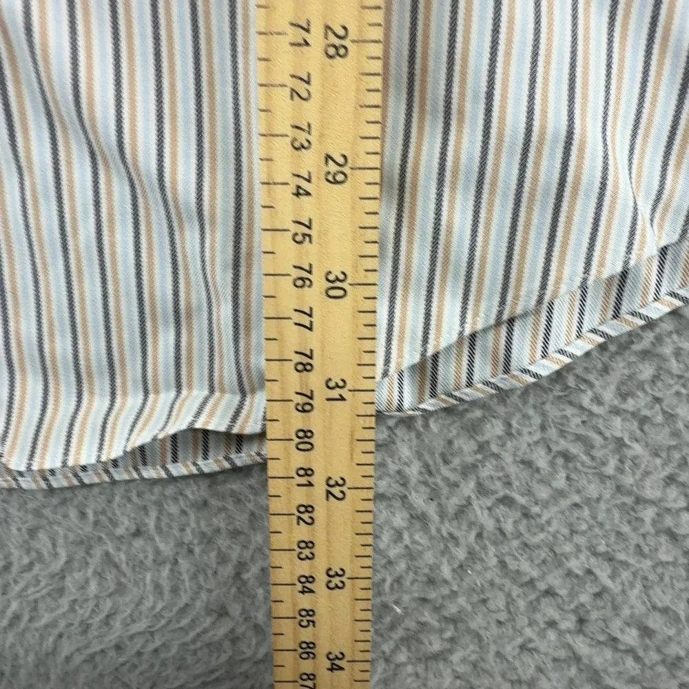 Brooks Brothers Mens Large Blue Tan Stripe Supima Cotton Non Iron Dress Shirt